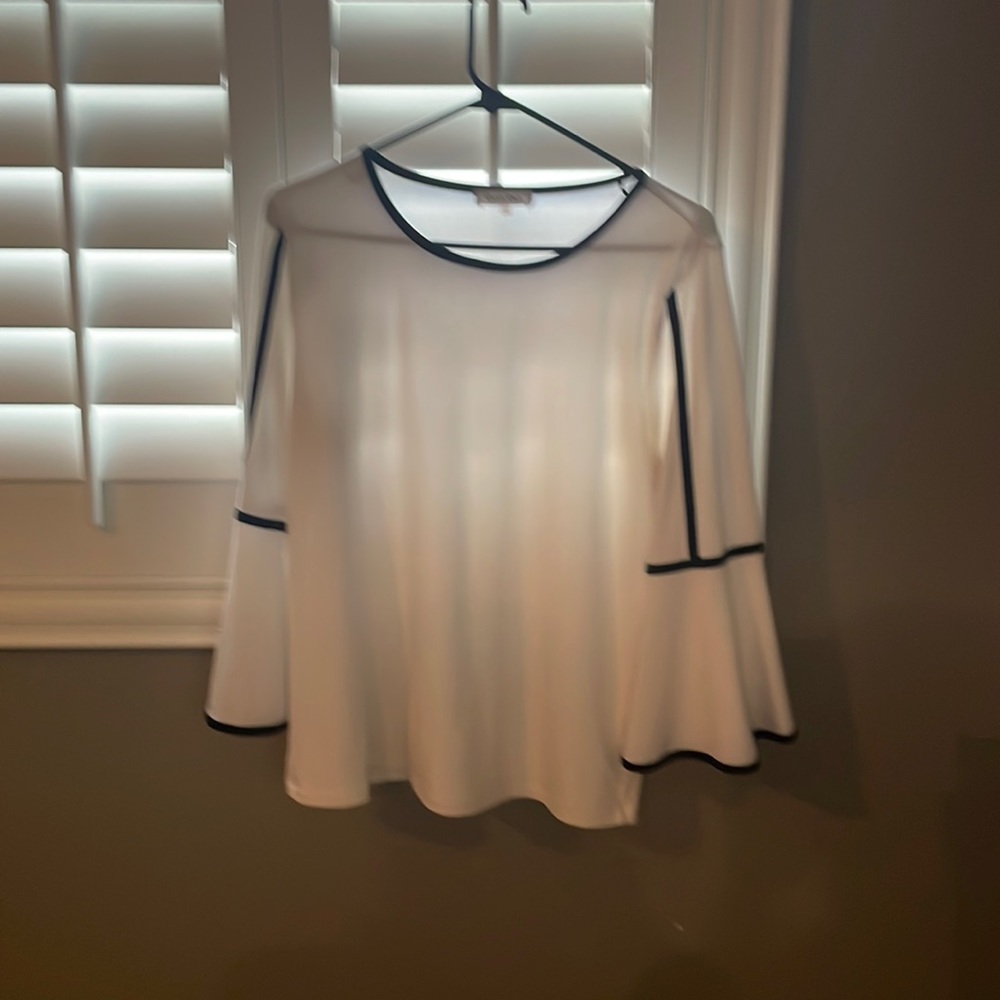Work blouse with embellished sleeves